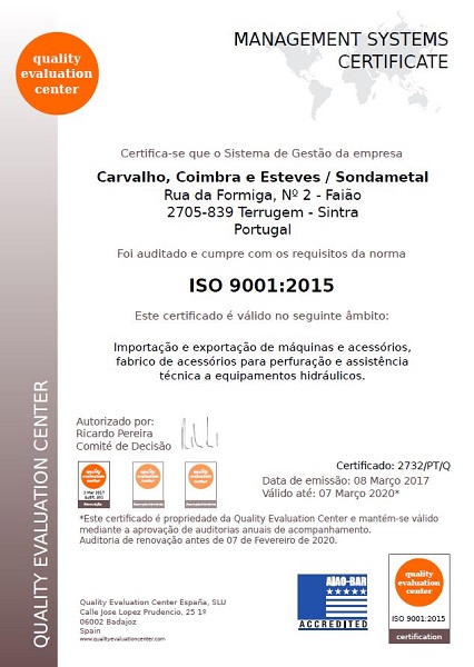 Certificate ISO 9001/2015